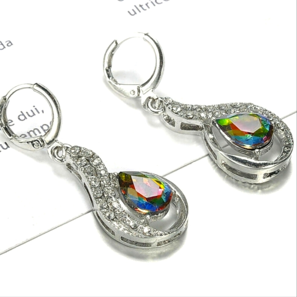 Elegant Silver and Rainbow Topaz Earrings